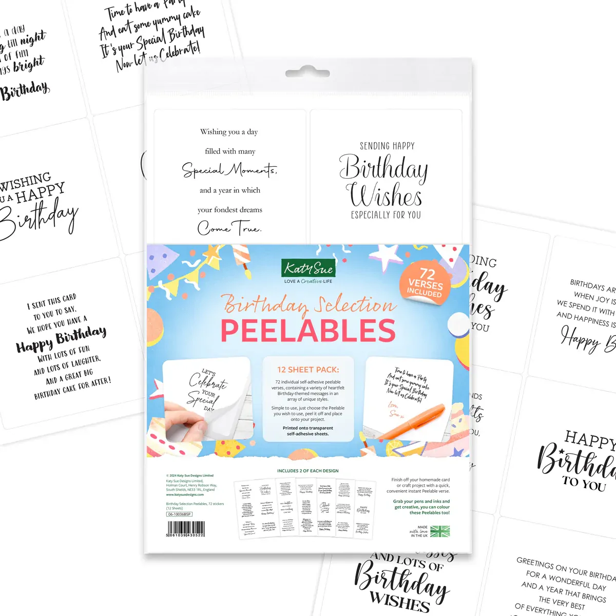 Birthday Selection Peelables, 72 Stickers By Katy Sue Designs
