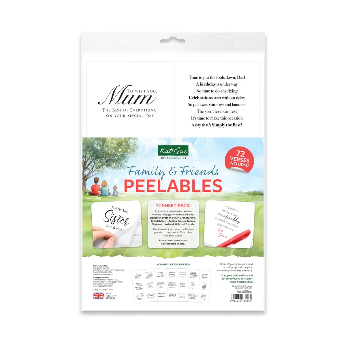 Family & Friends Peelables, 72 Stickers By Katy Sue Designs