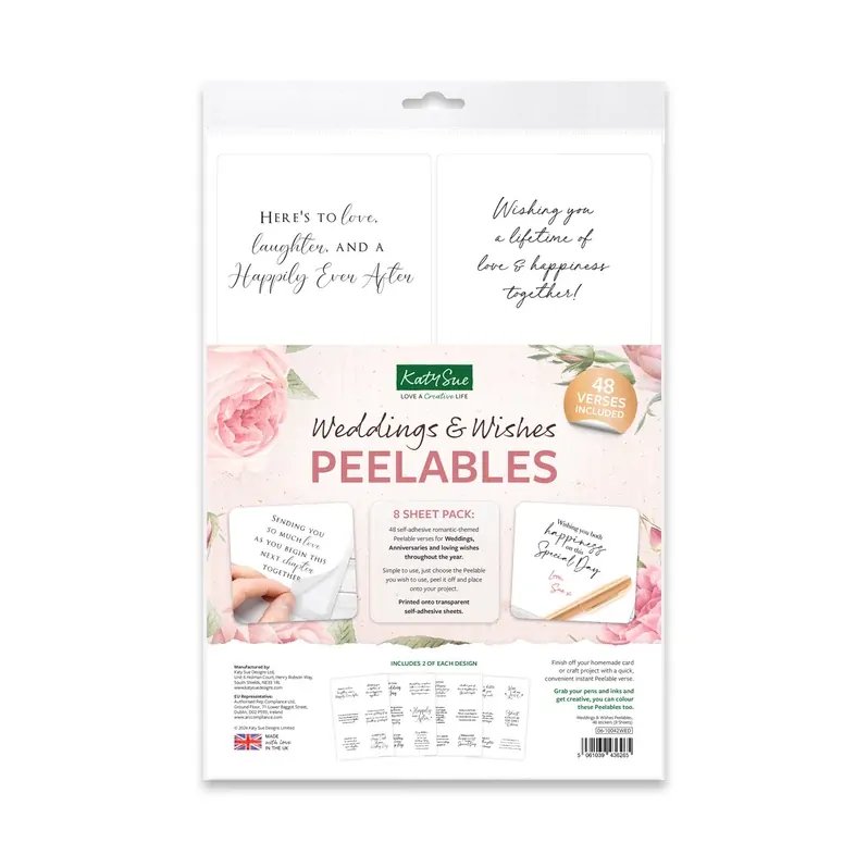 Weddings and Wishes Peelables, 48 stickers By Katy Sue Designs