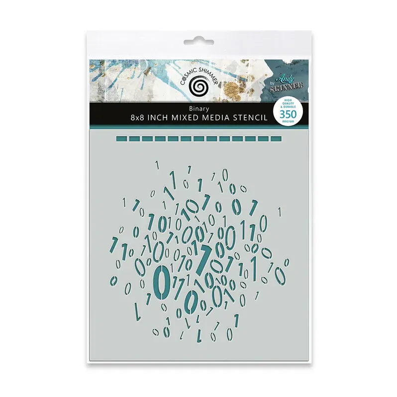 Binary 8x8 Mixed Media Stencil by Andy Skinner