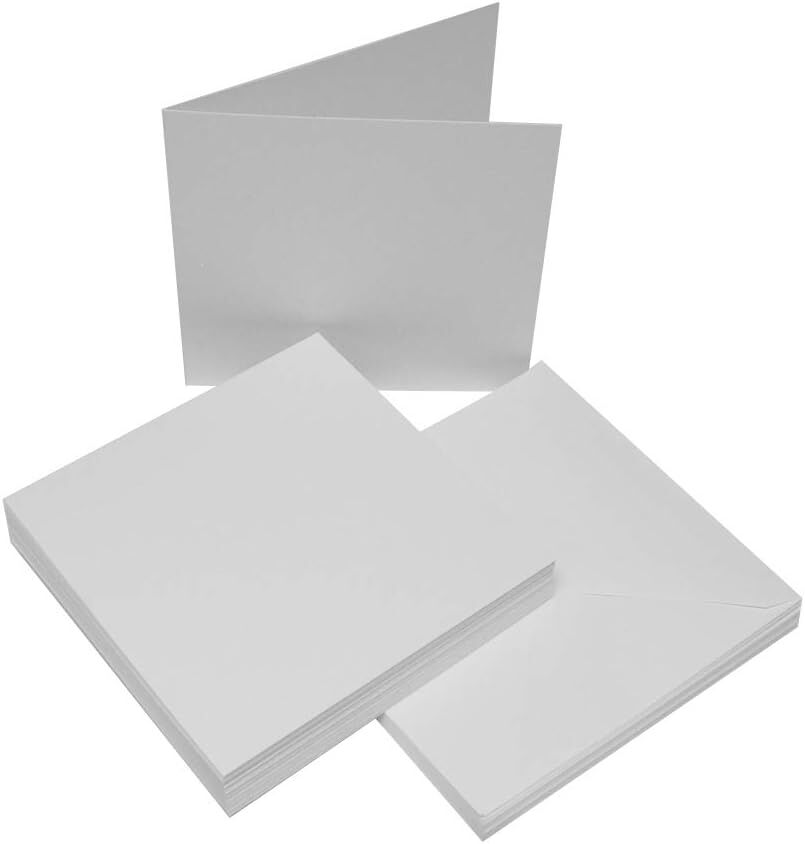 Craft UK Limited  25 White 7x7 inch Cards 300gsm and Envelopes