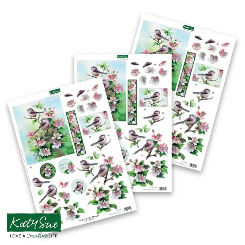 Birds in Blossom Die Cut Decoupage by Katy Sue Designs