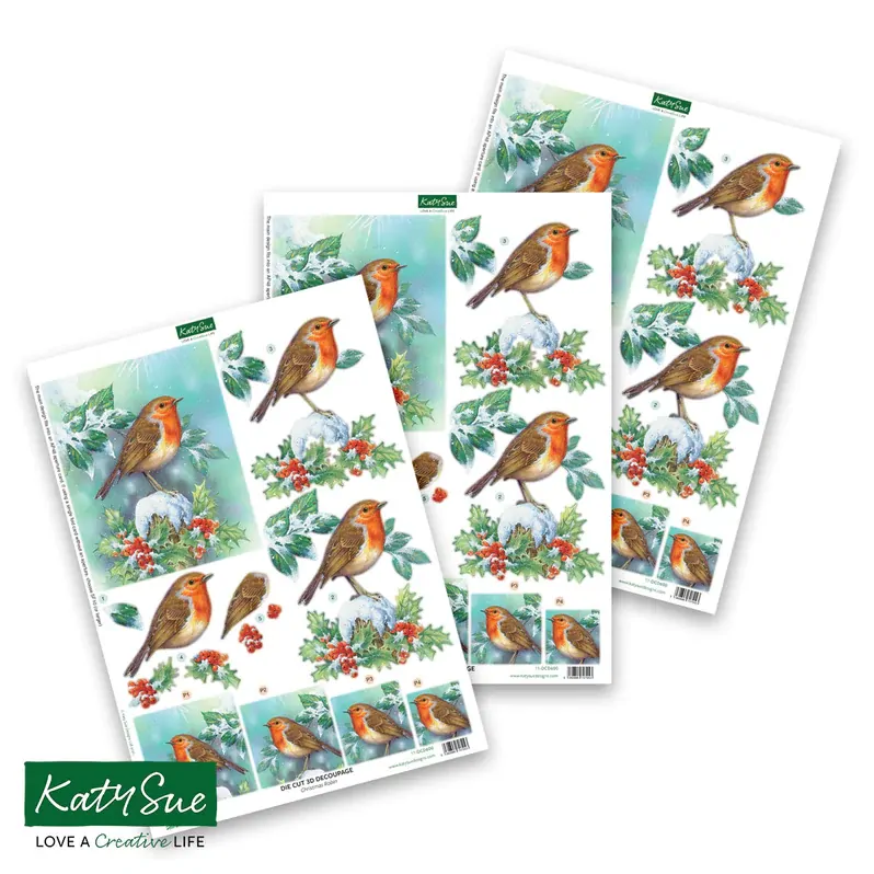 Christmas Robin Die Cut Decoupage by Katy Sue Designs