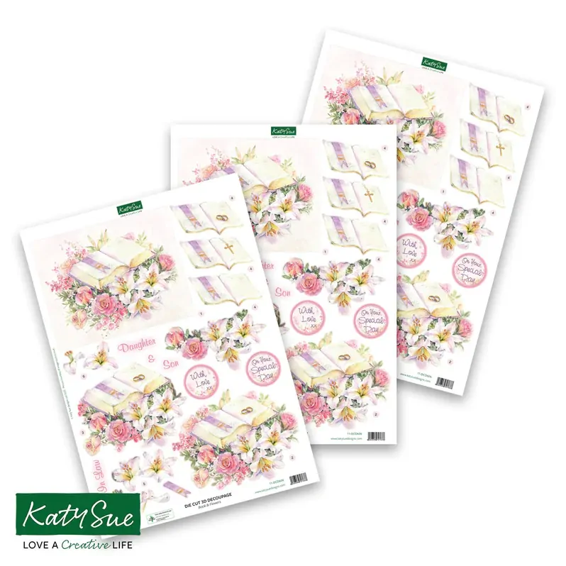 Wedding Book & Flowers Die Cut Decoupage by Katy Sue Designs