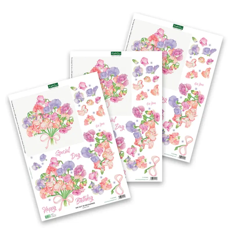 Sweet Peas Die Cut Decoupage by Katy Sue Designs