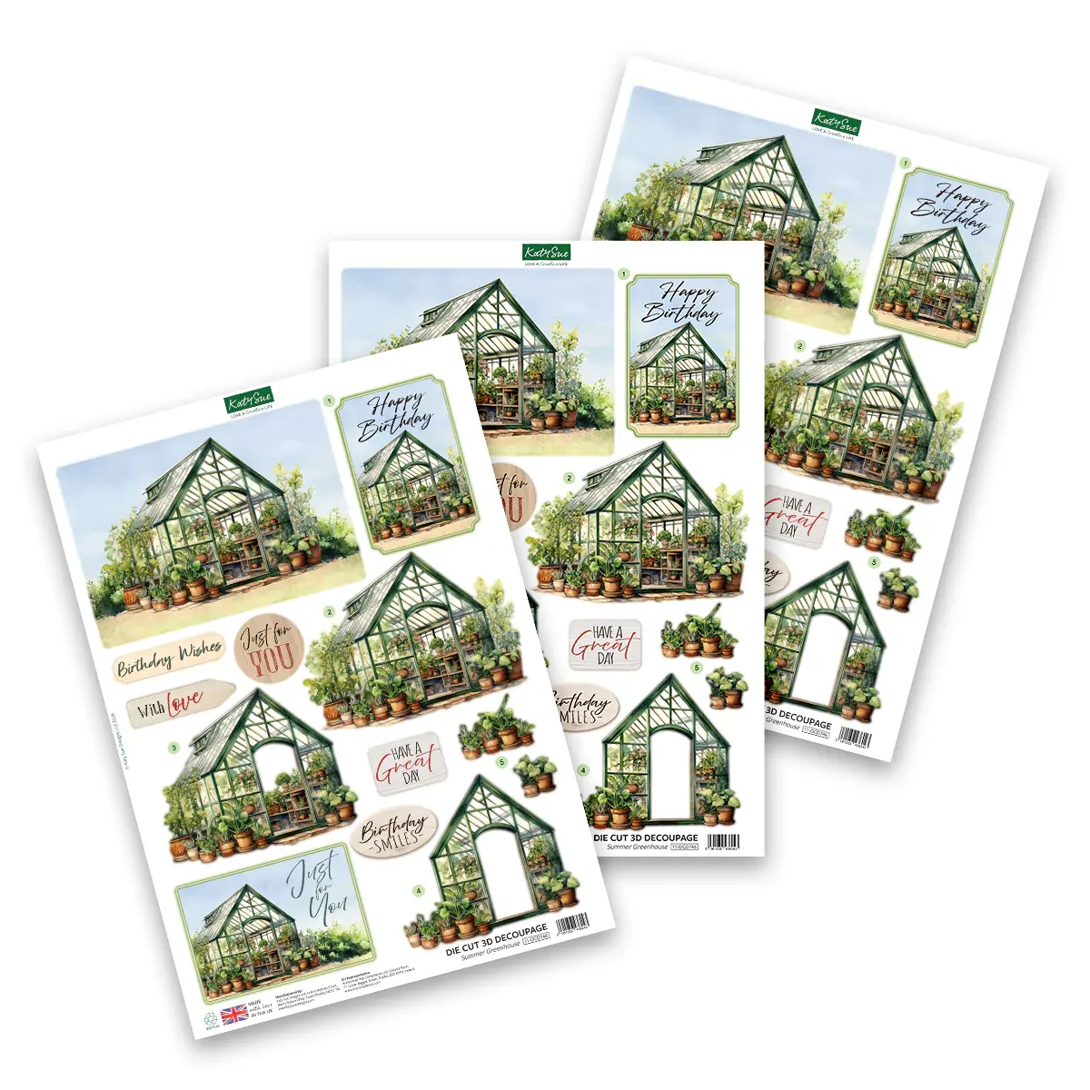 Summer Greenhouse Die Cut Decoupage by Katy Sue Designs