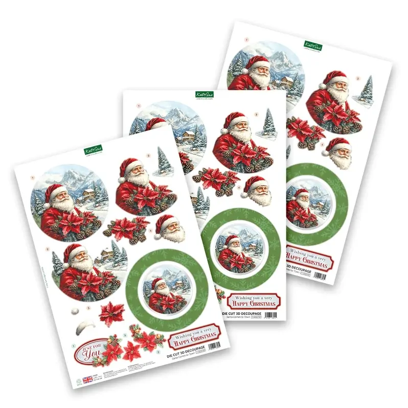 Santa Comes To Town Die Cut Decoupage by Katy Sue Designs
