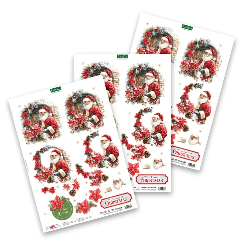 Santa's Seasonal Visit Die Cut Decoupage by Katy Sue Designs