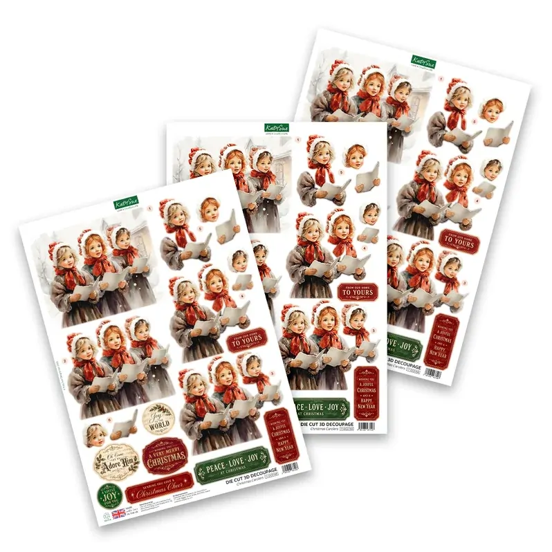 Christmas Carolers Die Cut Decoupage by Katy Sue Designs (pack of 3)