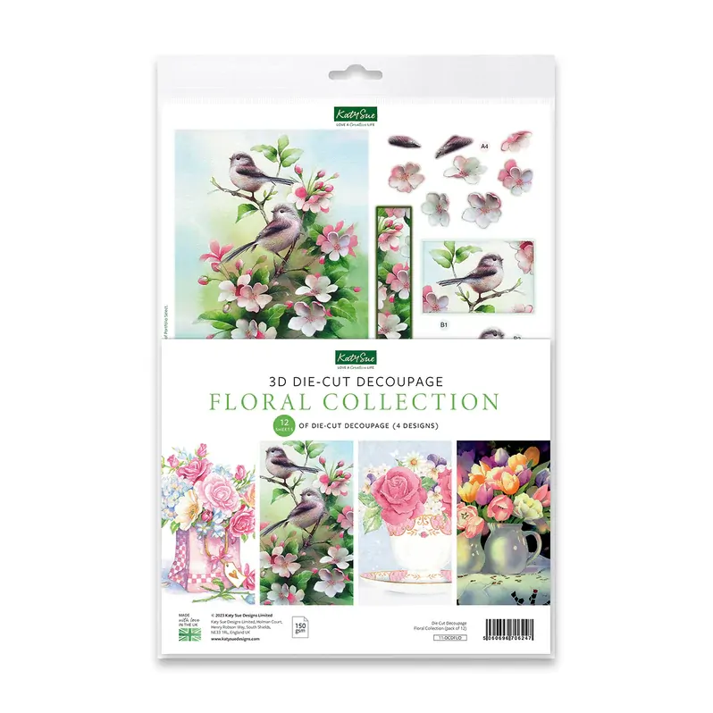 Floral Collection (12 Pack) Die Cut Decoupage by Katy Sue Designs