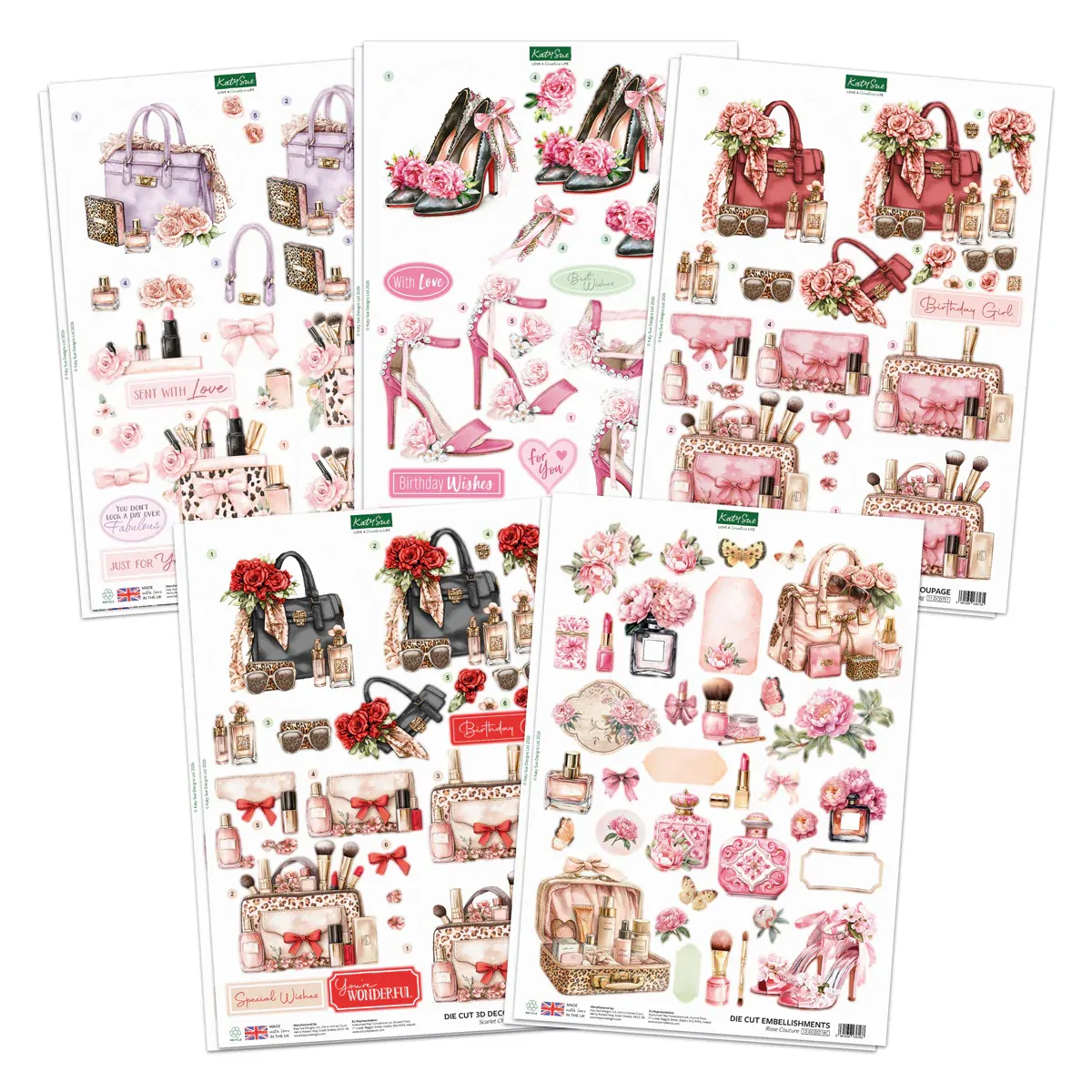 Katy Sue - Rose Couture Die Cut Decoupage & Embellishment Collection (pack of 10)