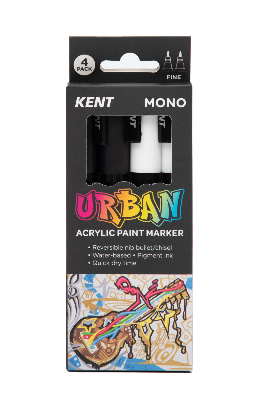 Kent Urban 3mm Paint Marker Set - Mono - Pack of 4 