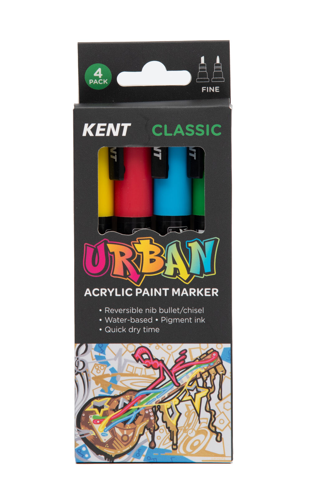 Kent Urban 3mm Paint Marker Set - Classic - Pack of 4