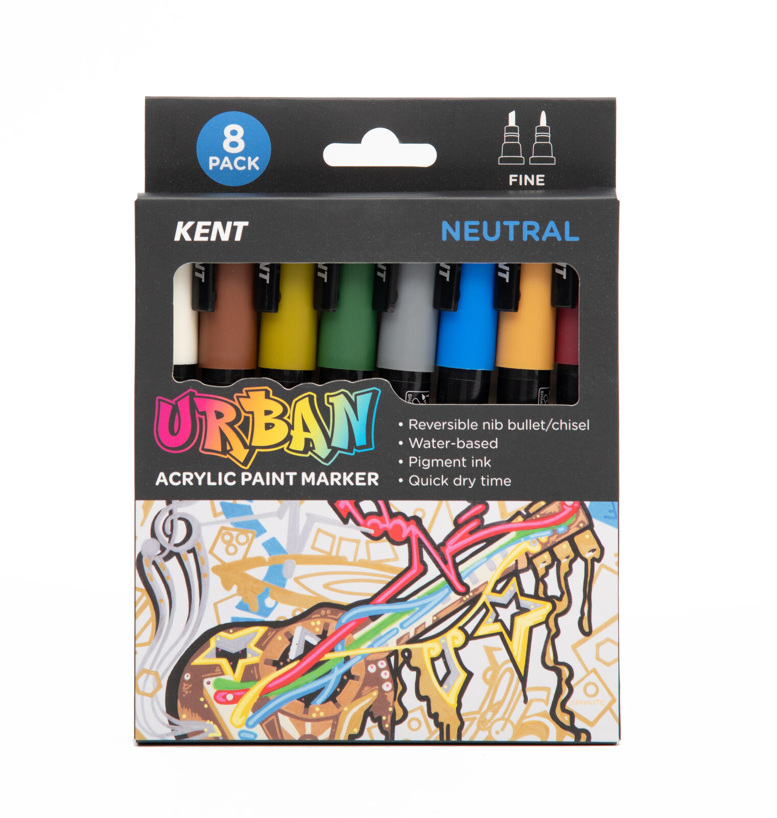 Kent Urban 3mm Paint Marker Set - Neutral - Pack of 8