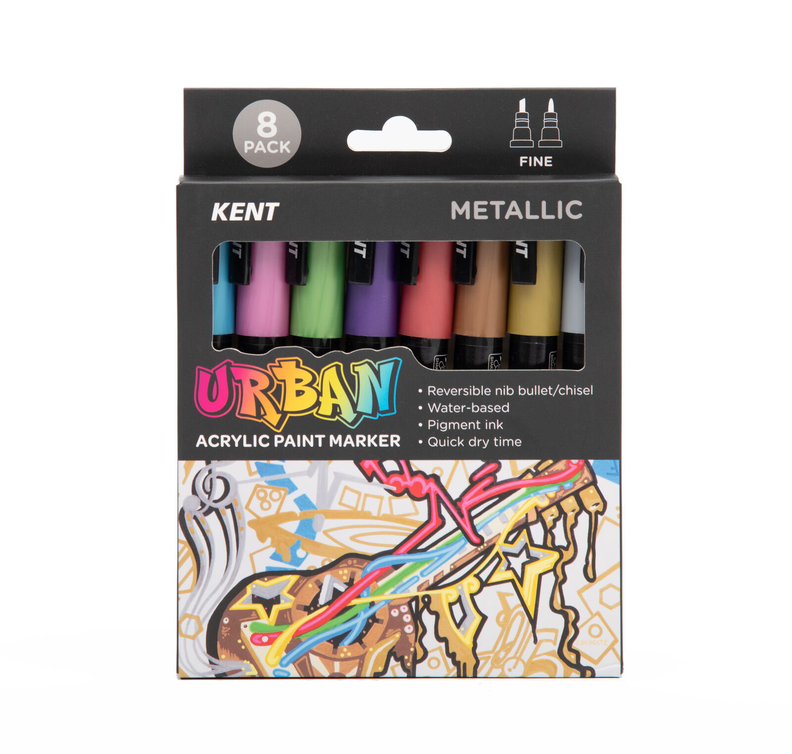 Kent Urban 3mm Paint Marker Set - Metallic - Pack of 8
