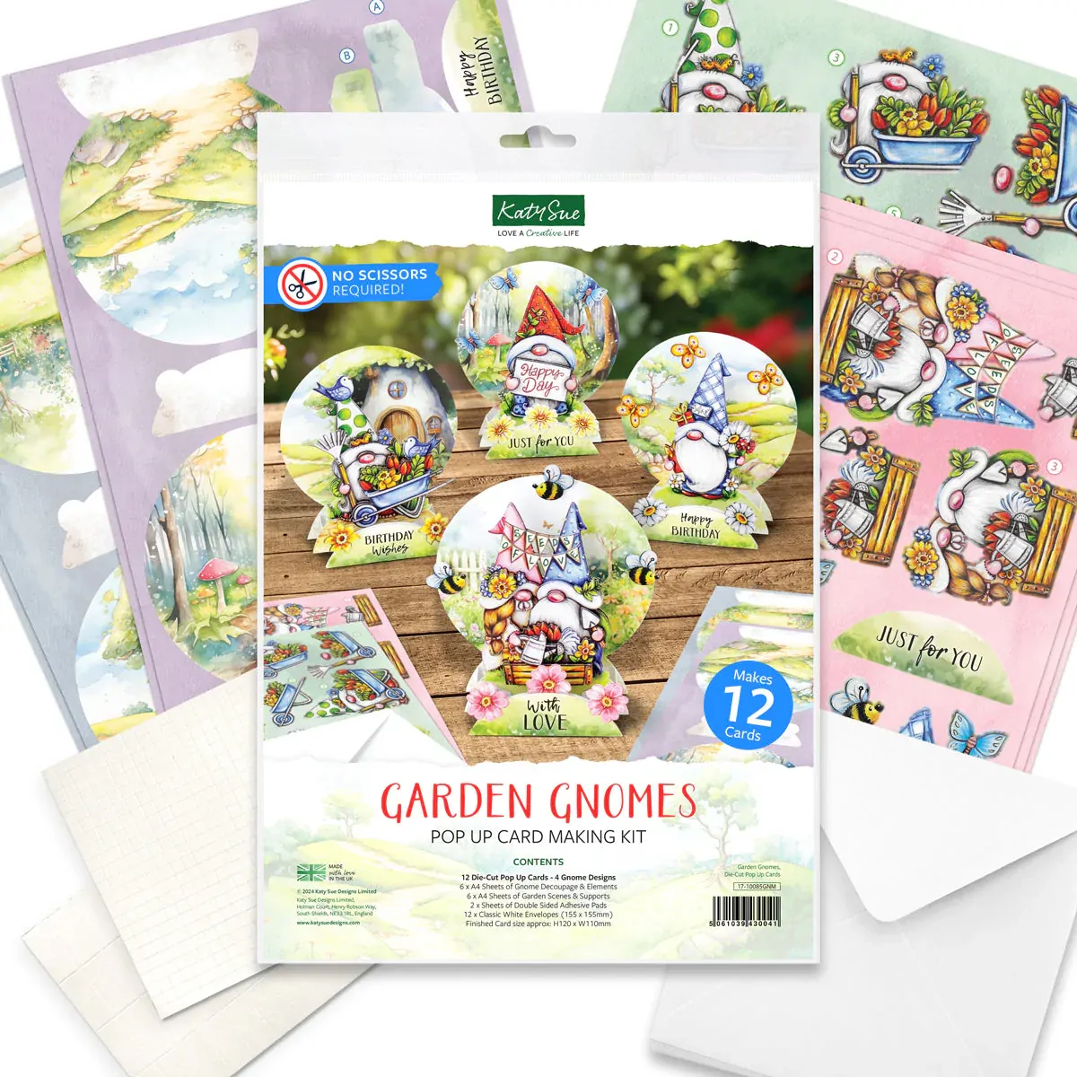Katy Sue - Garden Gnomes Pop Up Card Making Kit
