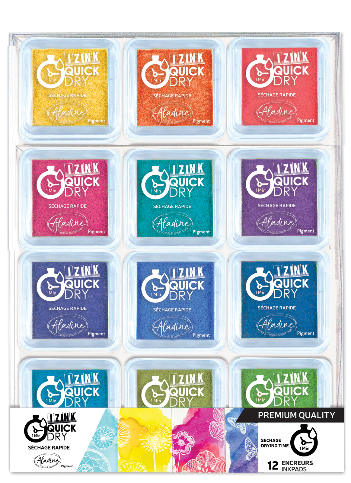 Izink Quick Dry Ink Pad Bright 12 Colours