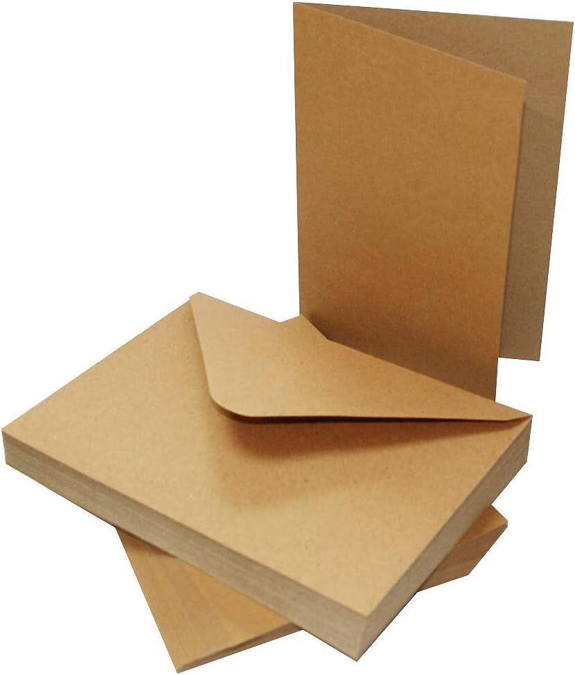 Craft UK Limited 50 Kraft 5x7 inch Cards 280gsm and Envelopes