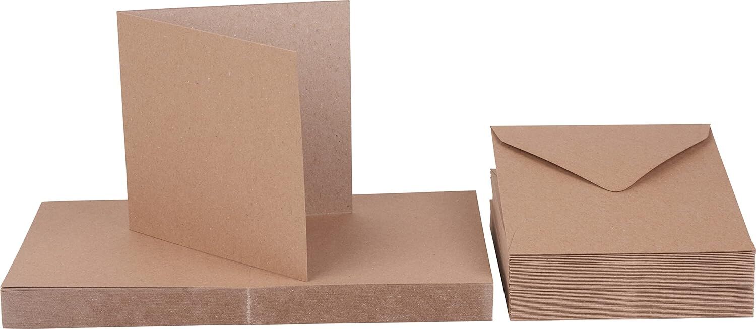 Craft UK Limited  50 Kraft 5x5 inch Cards 300gsm Cards and Envelopes