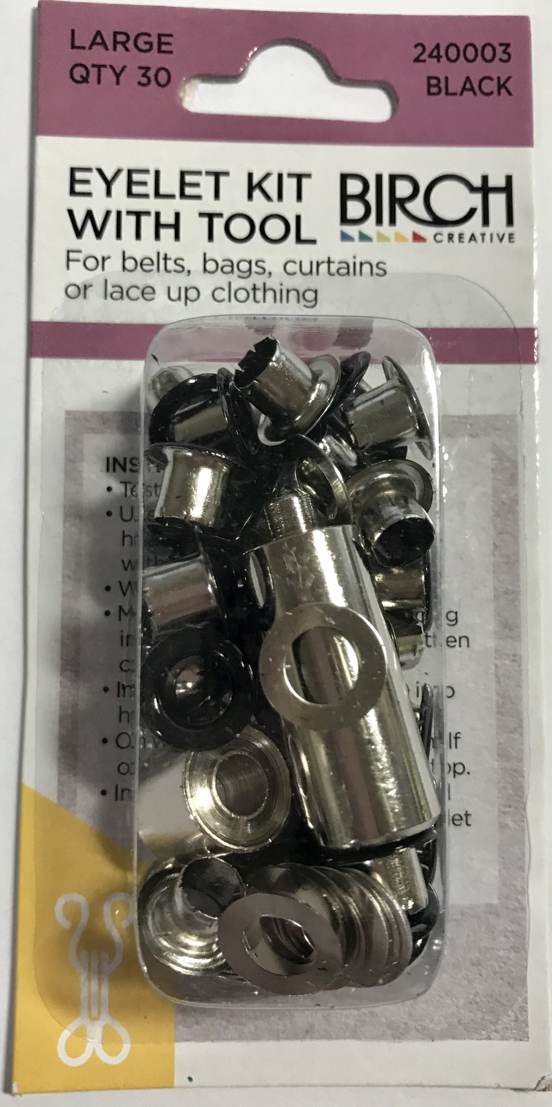 Birch Eyelet Kit with Tool 30/PK Black