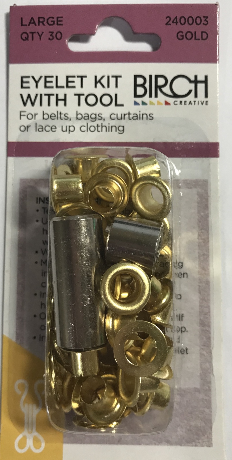 Birch Eyelet Kit with Tool 30/PK Gold
