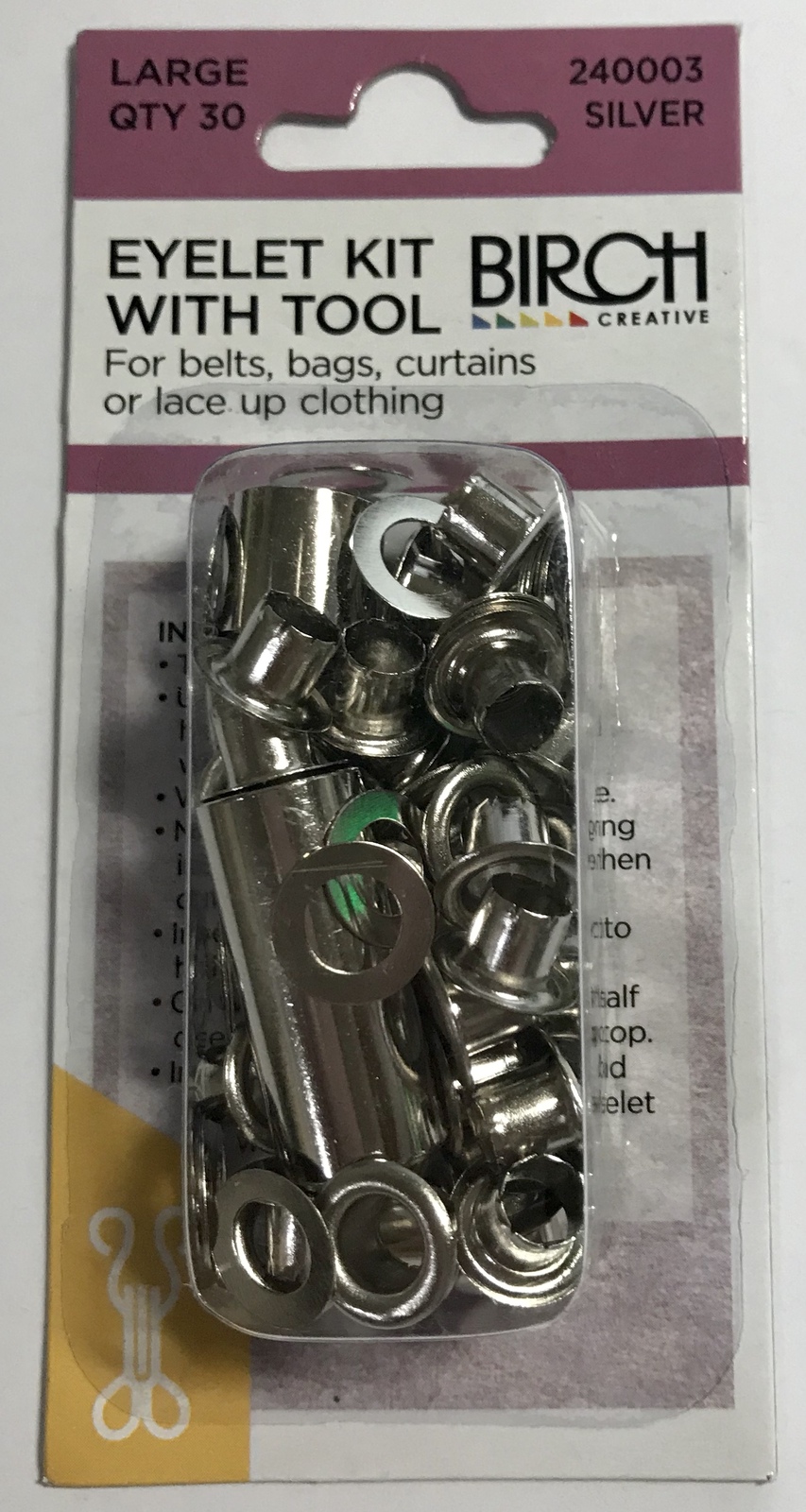 Birch Eyelet Kit with Tool 30/PK Silver