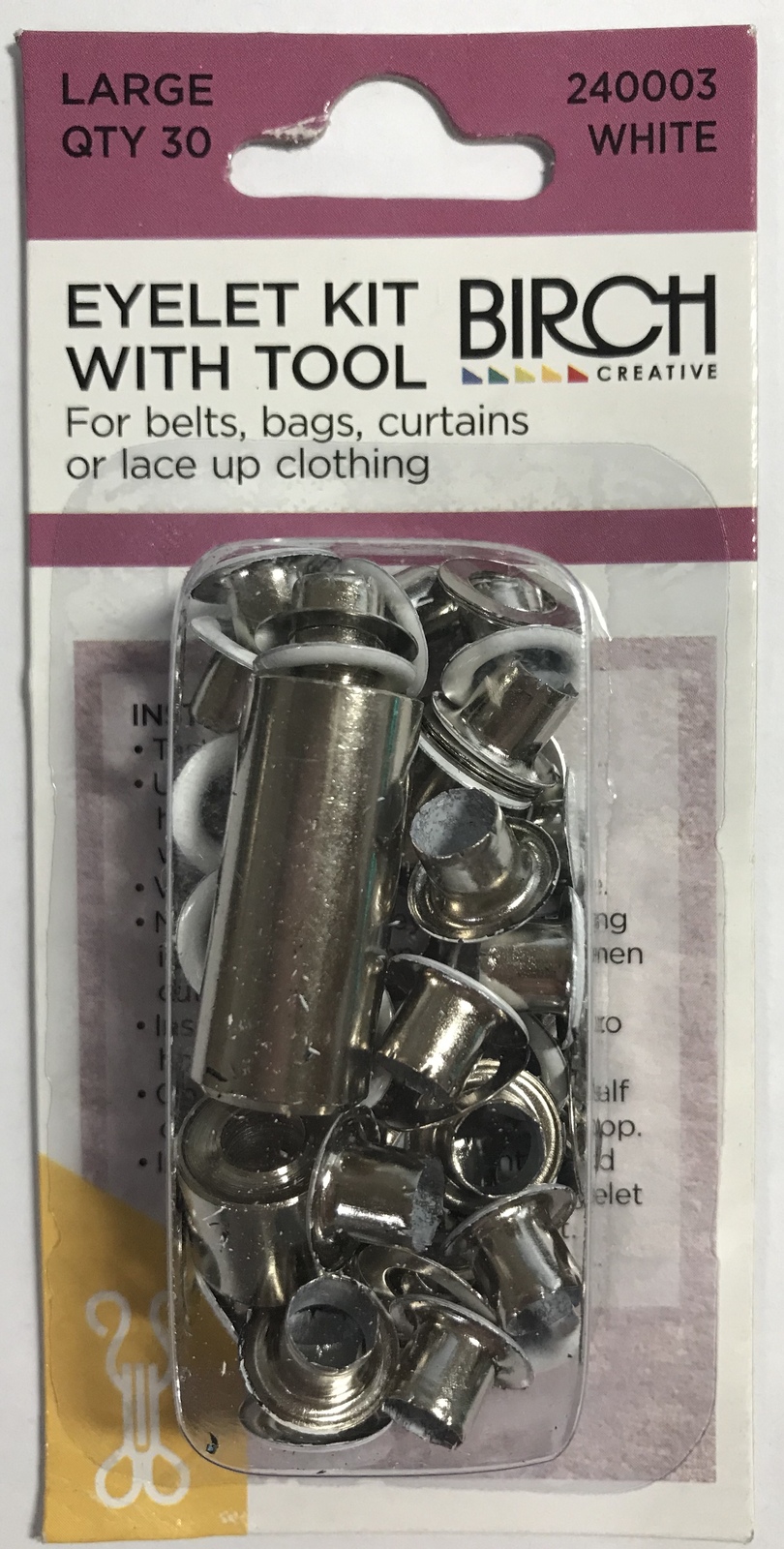 Birch Eyelet Kit with Tool 30/PK White