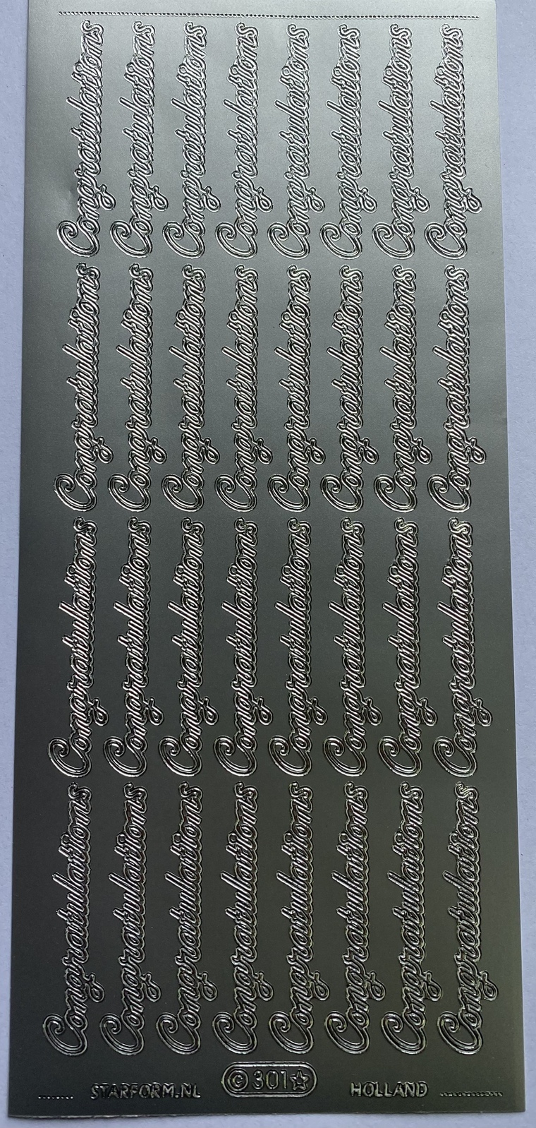 Starform Sticker Sheet 4 x 9 Inch Congratulations Silver
