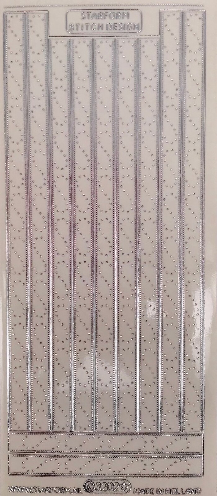 Starform Sticker Sheet 4 x 9 Inch Clear Stitching 3202 Silver