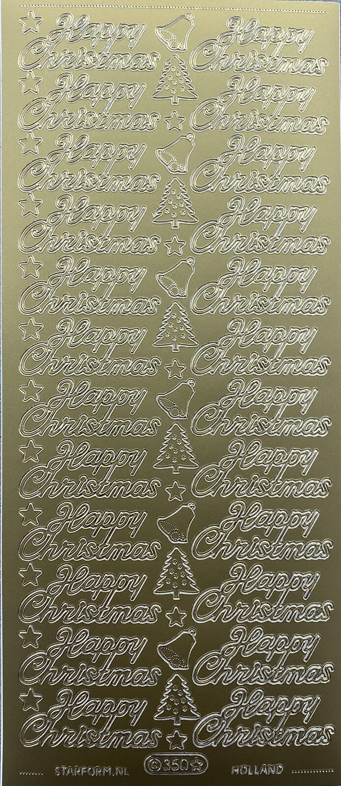 Starform Sticker Sheet 4 x 9 Inch Happy Christmas Gold