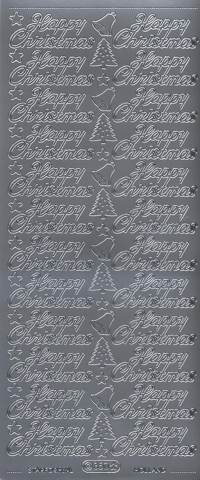 Starform Sticker Sheet 4 x 9 Inch Happy Christmas Silver