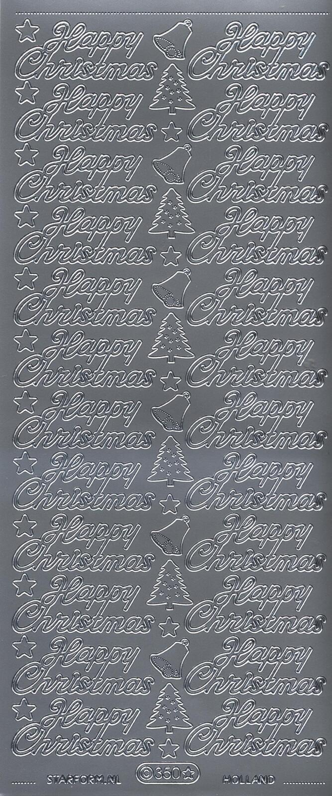 Starform Sticker Sheet 4 x 9 Inch Happy Christmas Silver