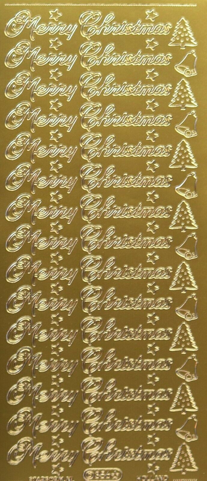 Starform Sticker Sheet 4 x 9 Inch Merry Christmas Gold