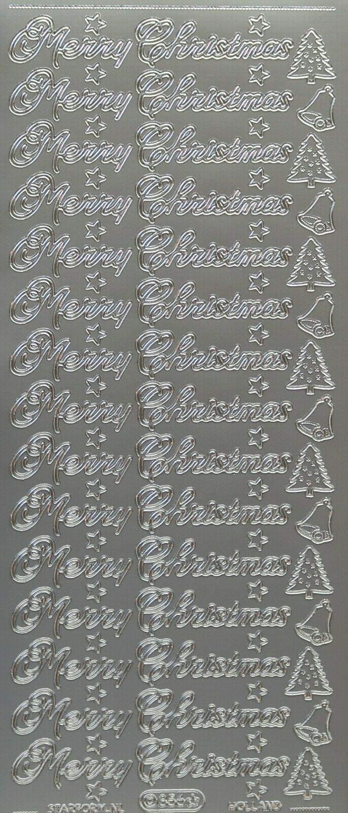 Starform Sticker Sheet 4 x 9 Inch Merry Christmas Silver
