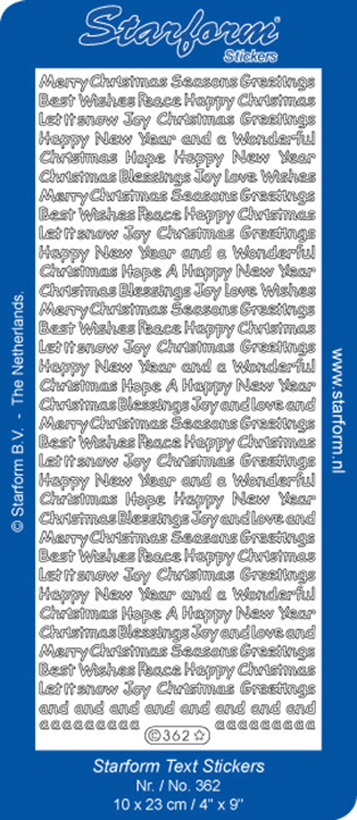Starform Sticker Sheet Assorted Christmas Greetings Gold
