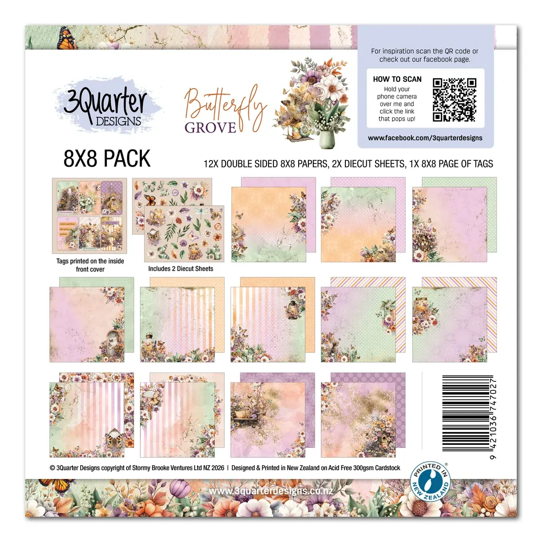 3Quarter Designs - Butterfly Grove - 8x8 Pack