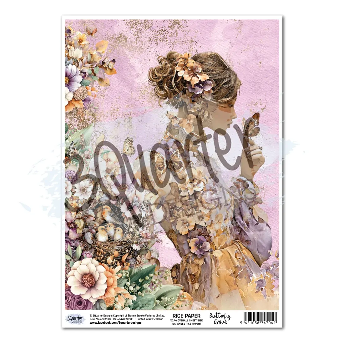 3Quarter Designs - Butterfly Grove - Rice Paper