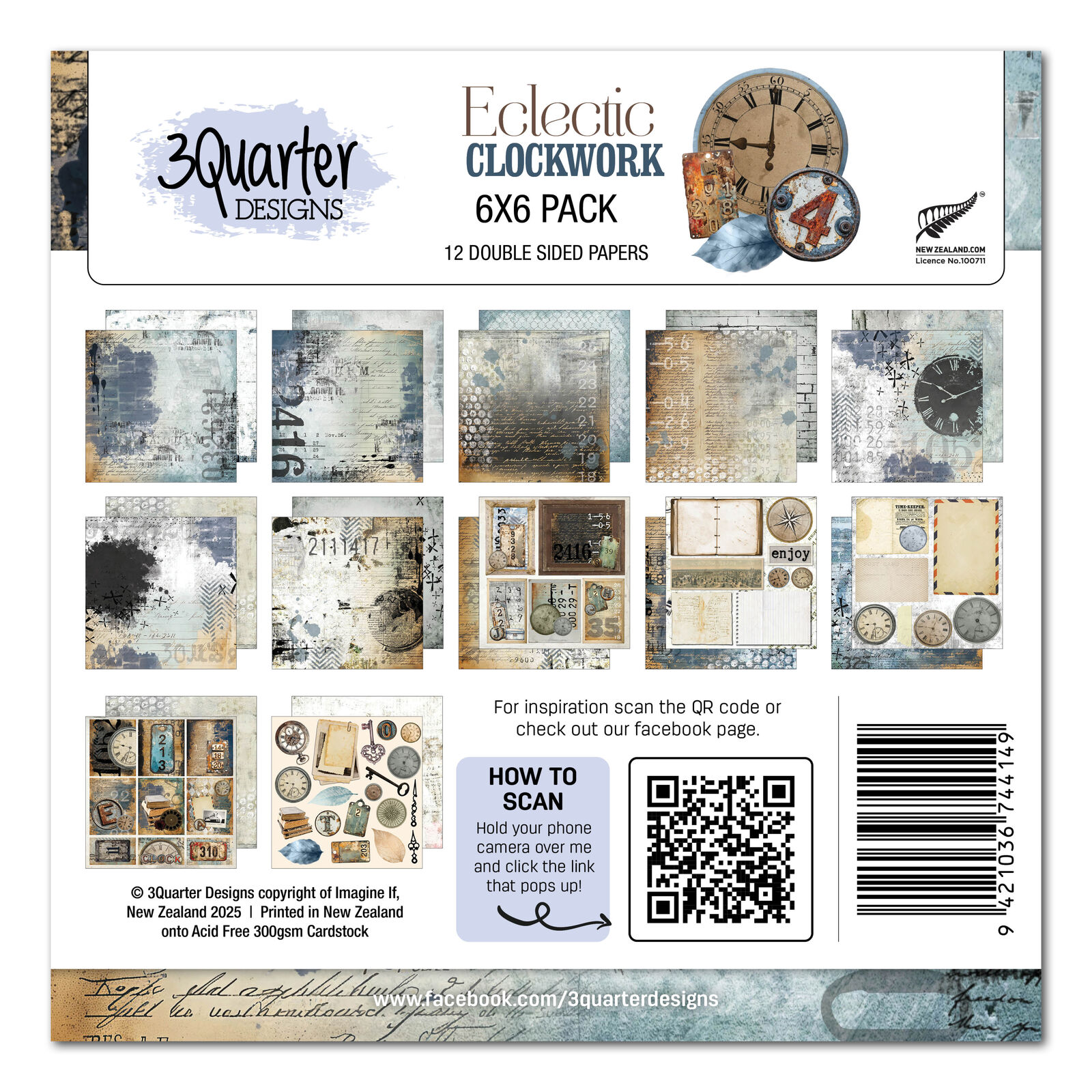 3Quarter Designs - Eclectic Clockwork - 6x6 Pack