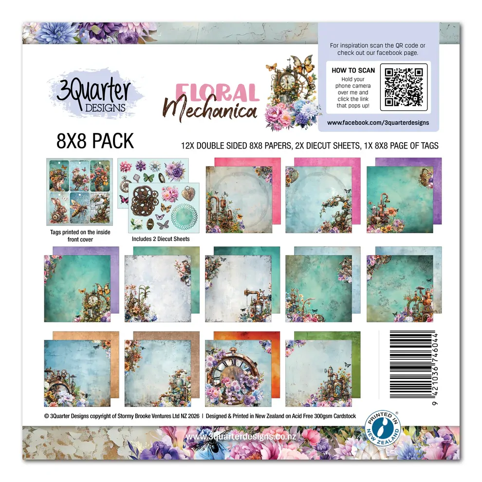 3Quarter Designs - Floral Mechanica - 8x8 Pack