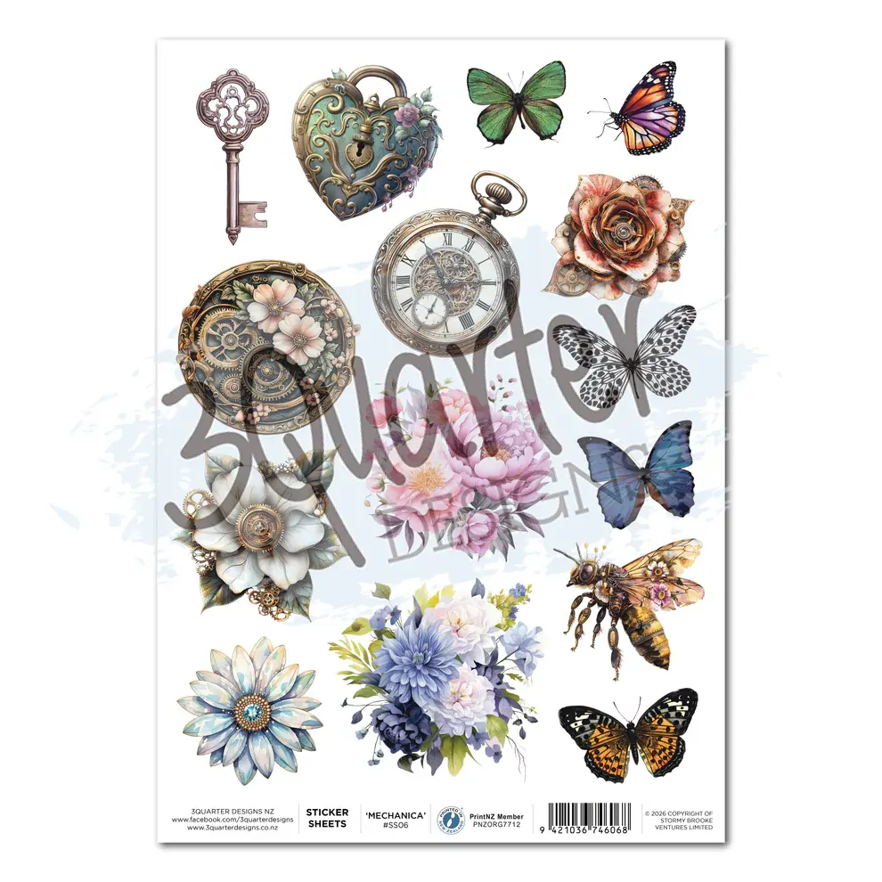 3Quarter Designs - Floral Mechanica - Sticker Sheet