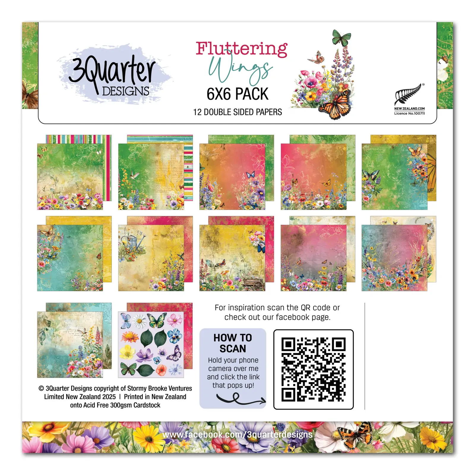 3Quarter Designs - Fluttering Wings - 6x6 Pack