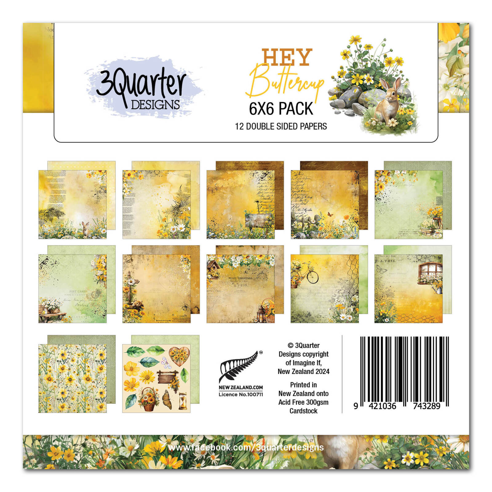 3Quarter Designs - Hey Buttercup - 6x6 Pack