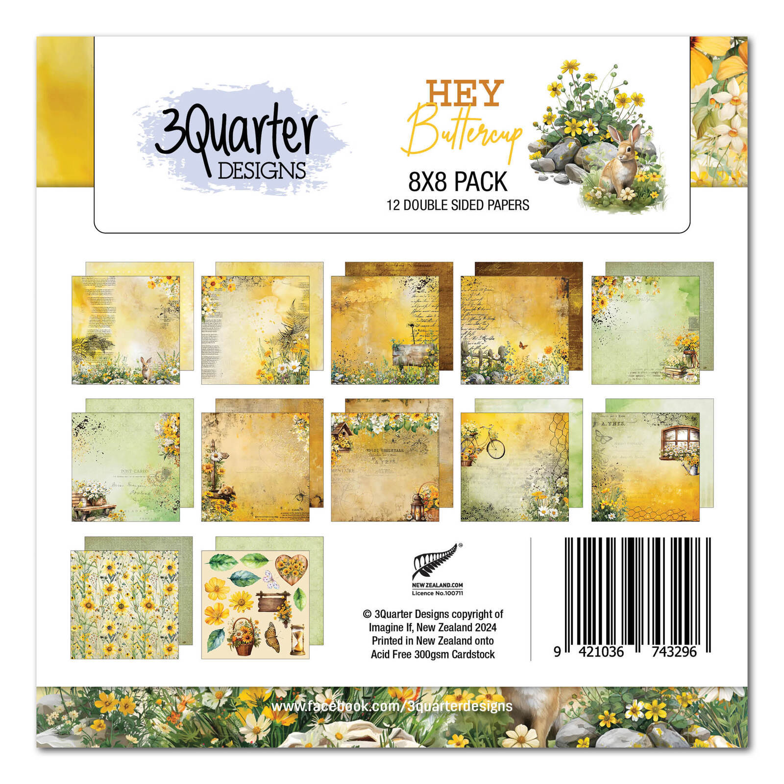 3Quarter Designs - Hey Buttercup - 8x8 Pack