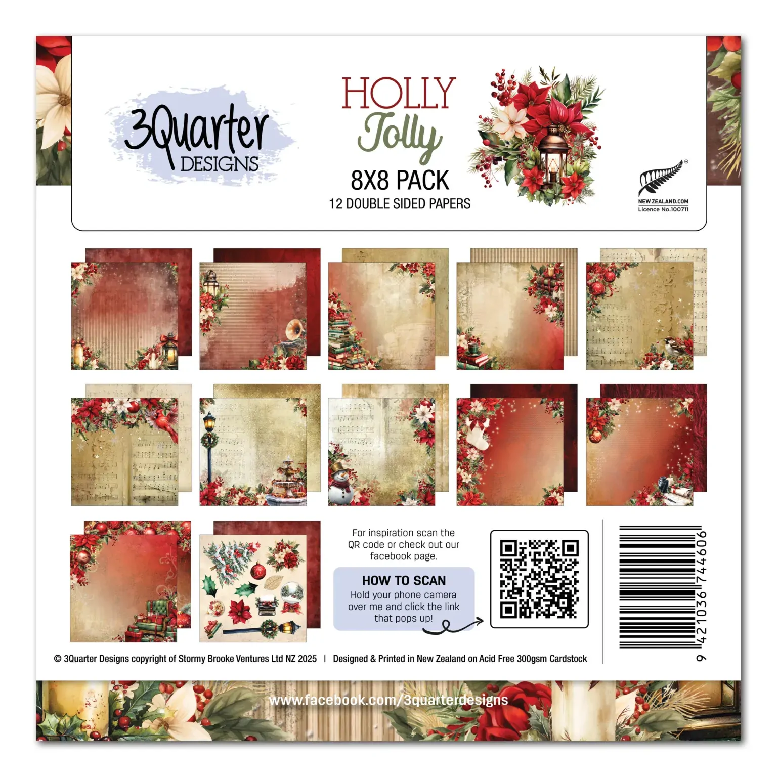 3Quarter Designs - Holly Jolly - 8x8 Pack