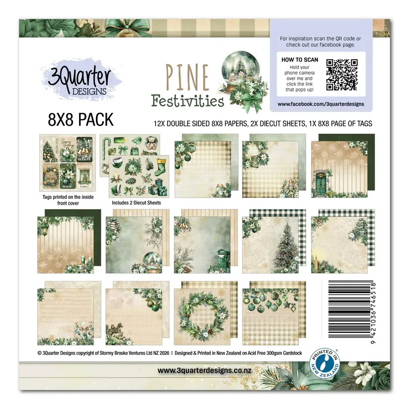 3Quarter Designs - Pine Festivities - 8x8 Pack