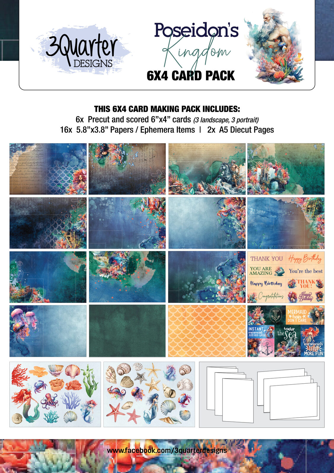 3Quarter Designs - Poseidon’s Kingdom - 6x4 Card Pack