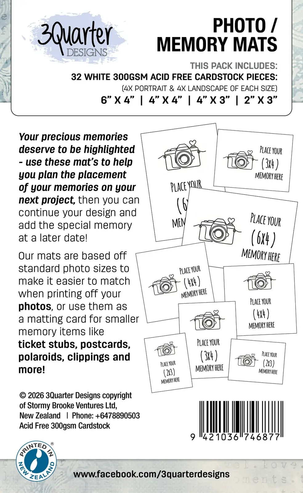 3Quarter Designs Photo Memory Mats