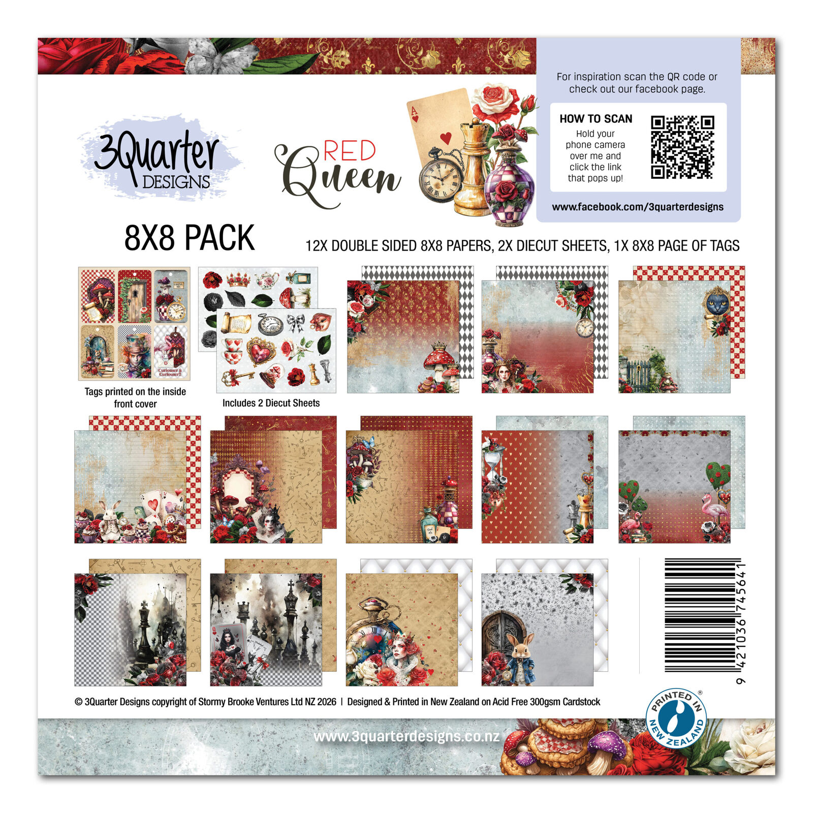 3Quarter Designs - Red Queen - 8x8 Pack