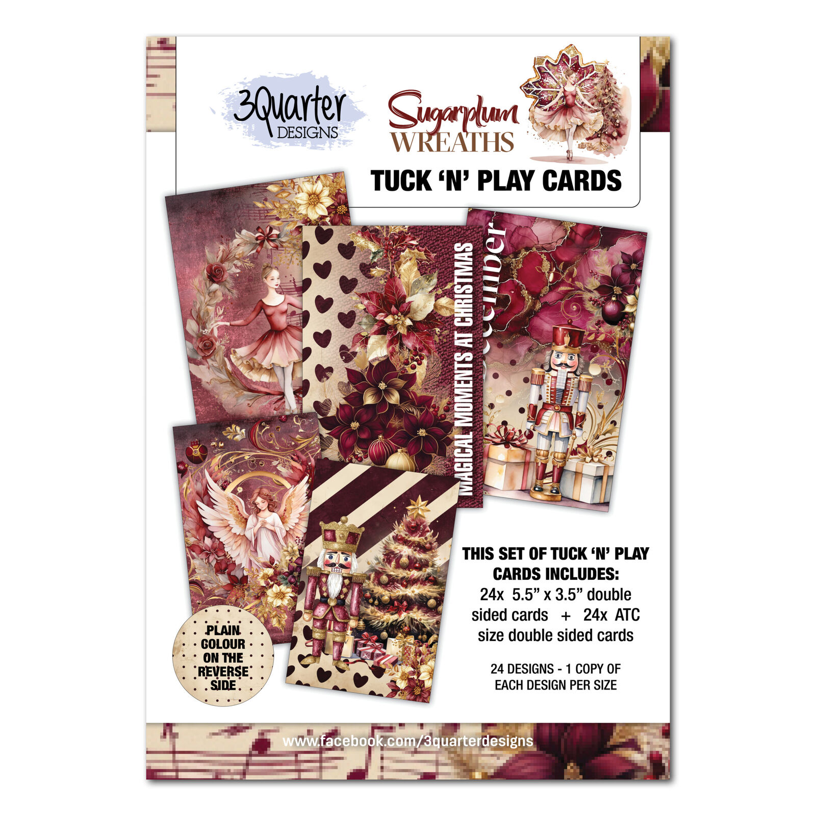 3Quarter Designs - Sugarplum Wreaths - Tuck n Play Cards
