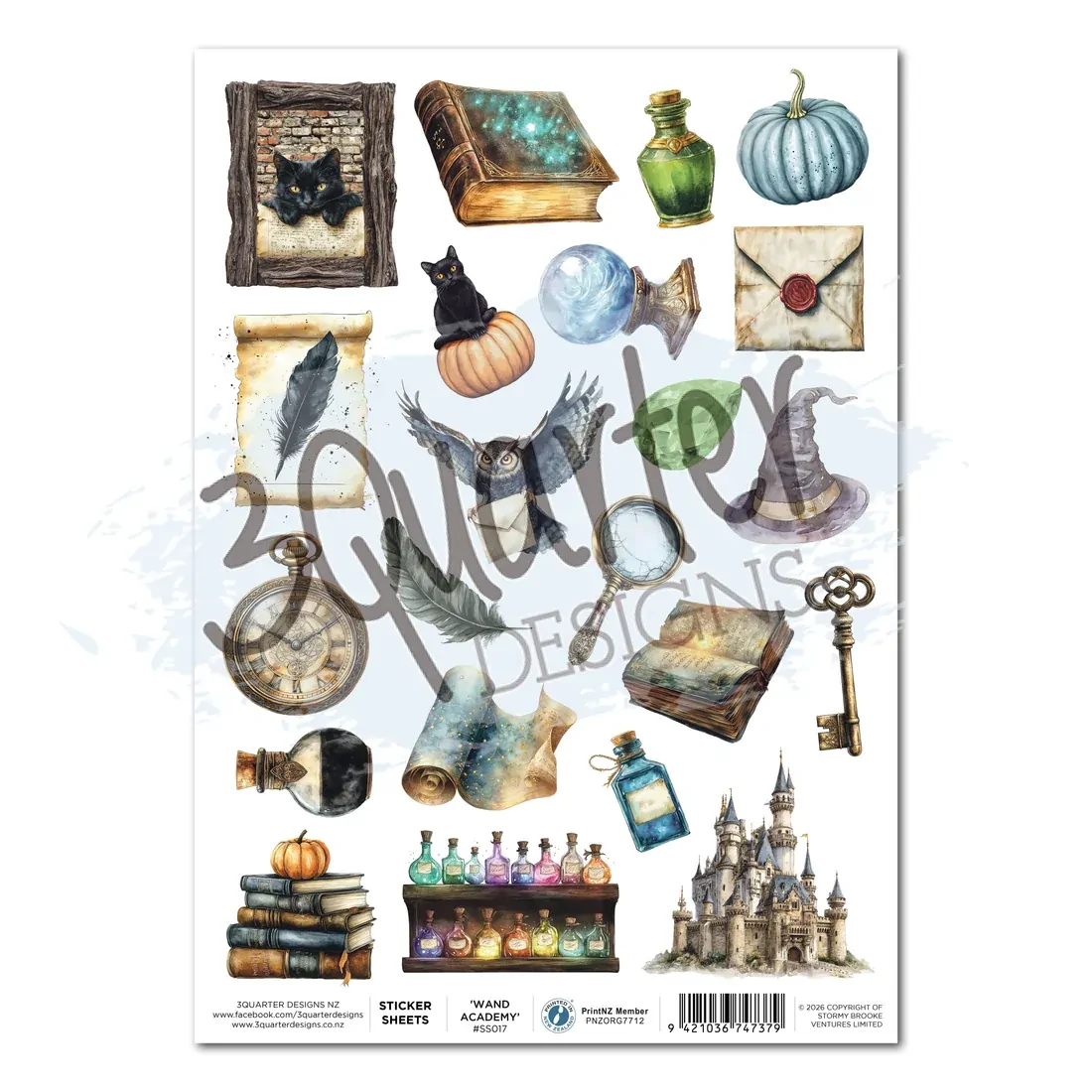 3Quarter Designs - Wand Academy - Sticker Sheet